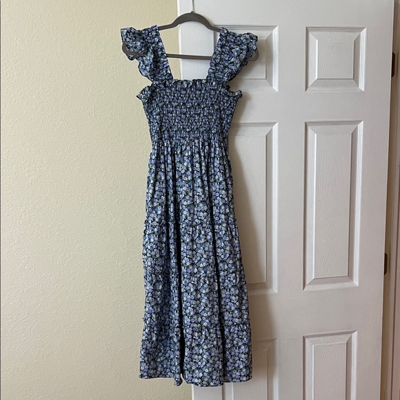 Hill House Dresses & Skirts - HILL HOUSE The Ellie Smocked Nap Midi Dress in Pansy in Blue Multi Cotton